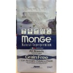 Monge Dog GRAIN FREE беззерновой корм для собак всех пород. Aнчоусы c картофелем и горохом 2,5 кг
